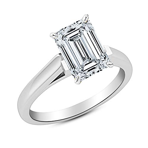 3 Ct GIA Certified Emerald Cut Cathedral Solitaire Diamond Engagement ...