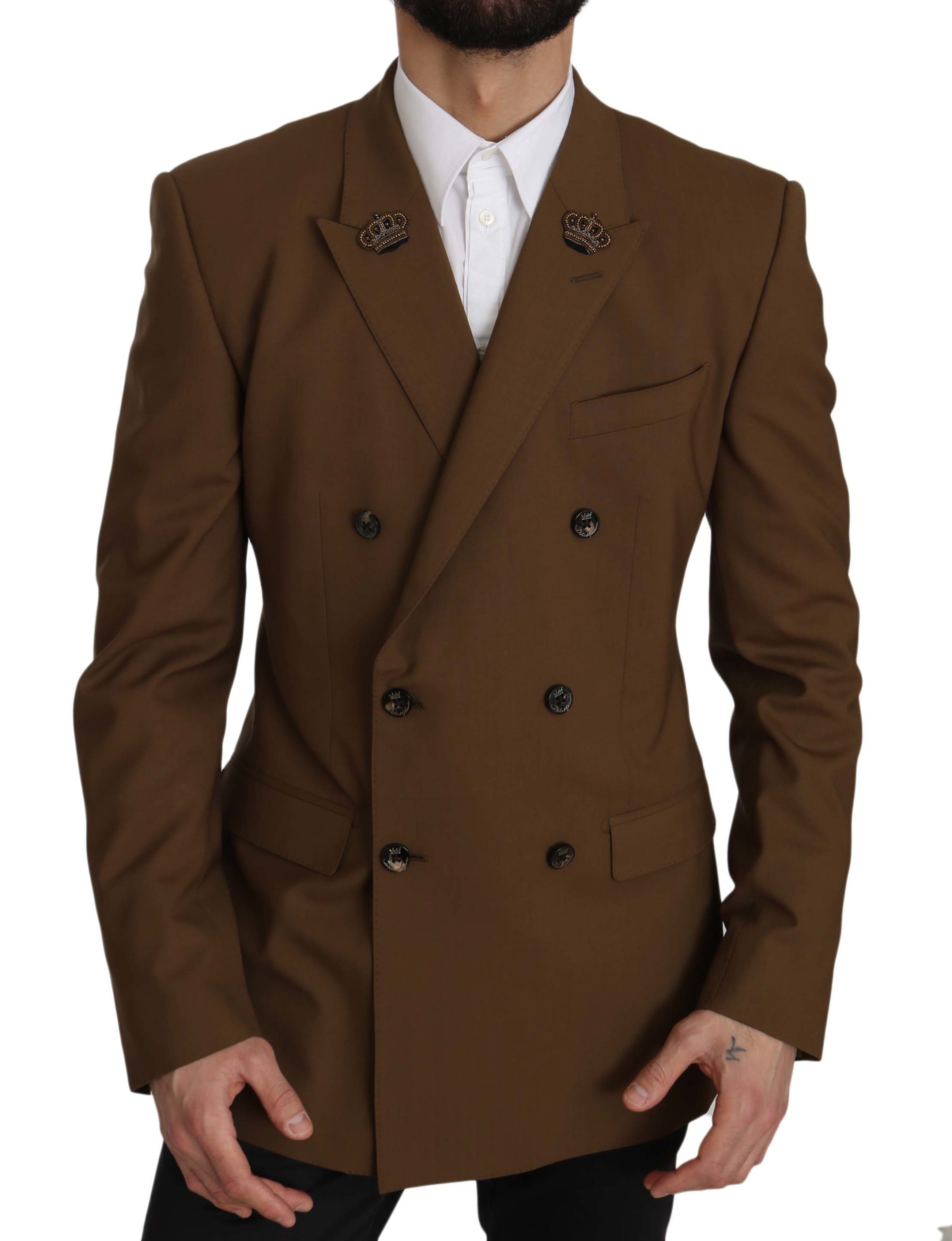 Brown Wool Royal Crown Jacket Blazer - Youarrived