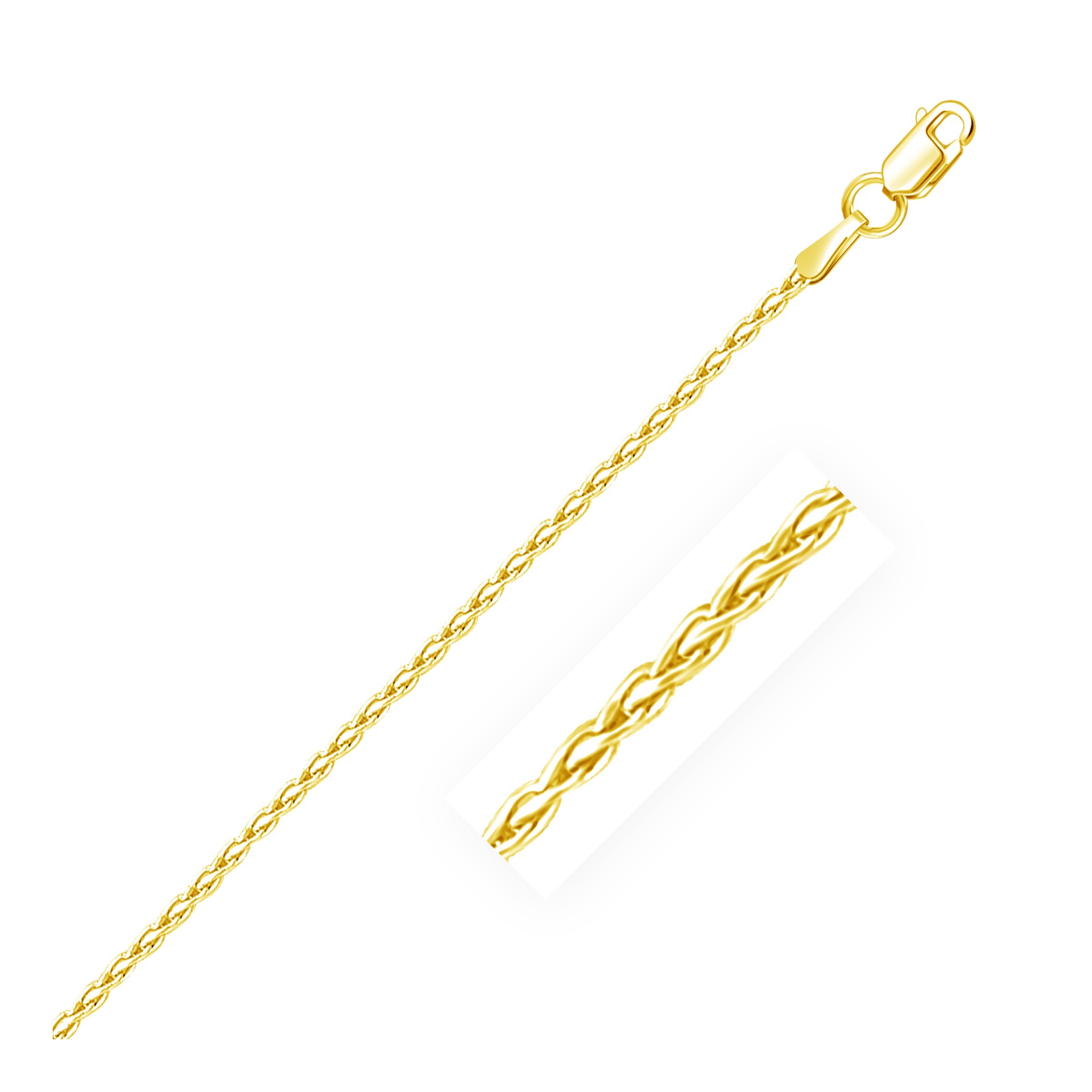 14k Yellow Gold Round Wheat Chain 1.5mm, size 18'' - Youarrived