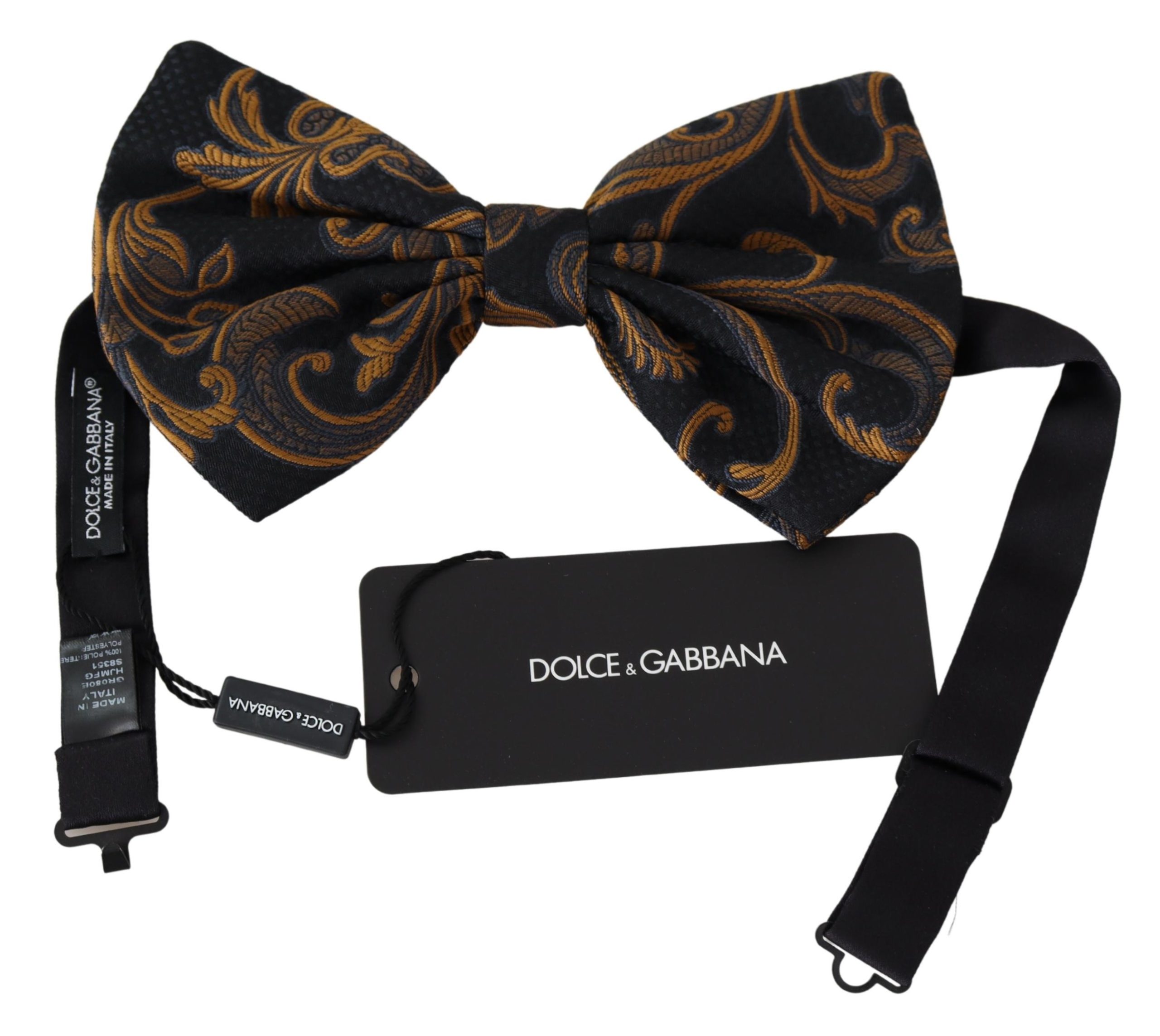 Dolce & Gabbana Pattern 100% Silk Neck Papillon Bow Tie in Black