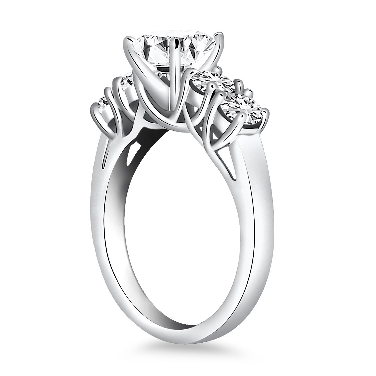 5 Stone 1ct E VS1 Round Cut Diamond Wedding Ring, 14k White Gold Lab Grown Diamond  Wedding Band, Half Eternity Women Anniversary Ring - Etsy