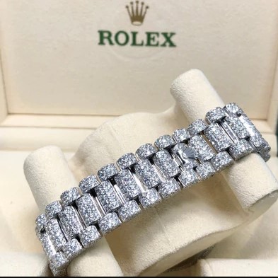 Rolex Day Date II 41MM President 18K White Gold Iced Out 40 Ct