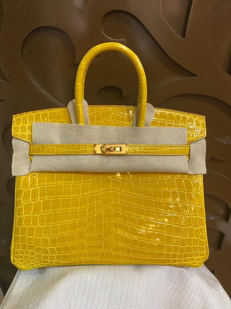 Hermes Jaune Ambre Togo GHW Birkin 25 Handbag