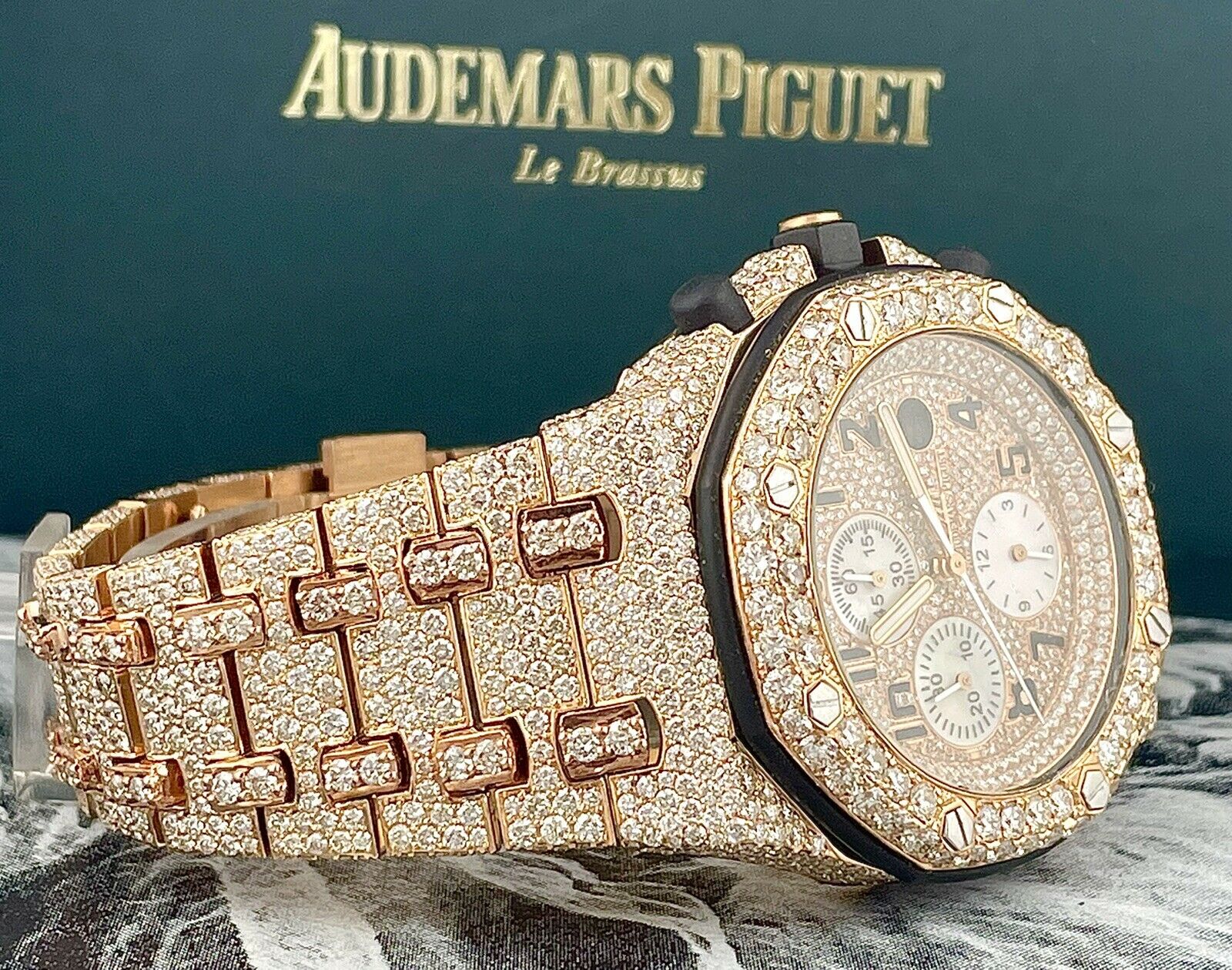 Audemars Piguet Royal Oak 41mm 18k Rose Gold Iced Out 25ct Diamonds Ref  15400.OR - Youarrived