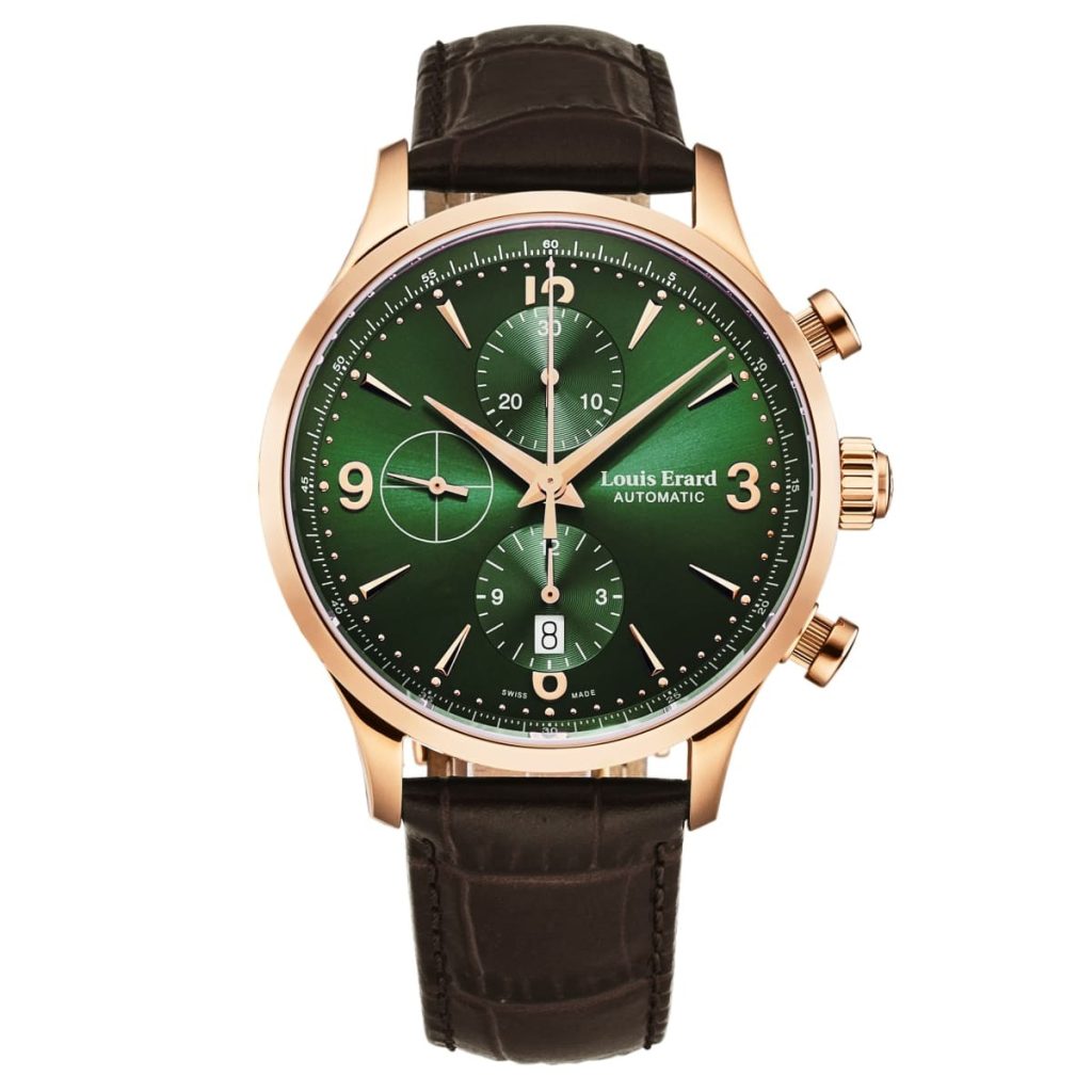 Louis Erard Men's '1931' Chronograph Green Dial Brown Leather Strap ...